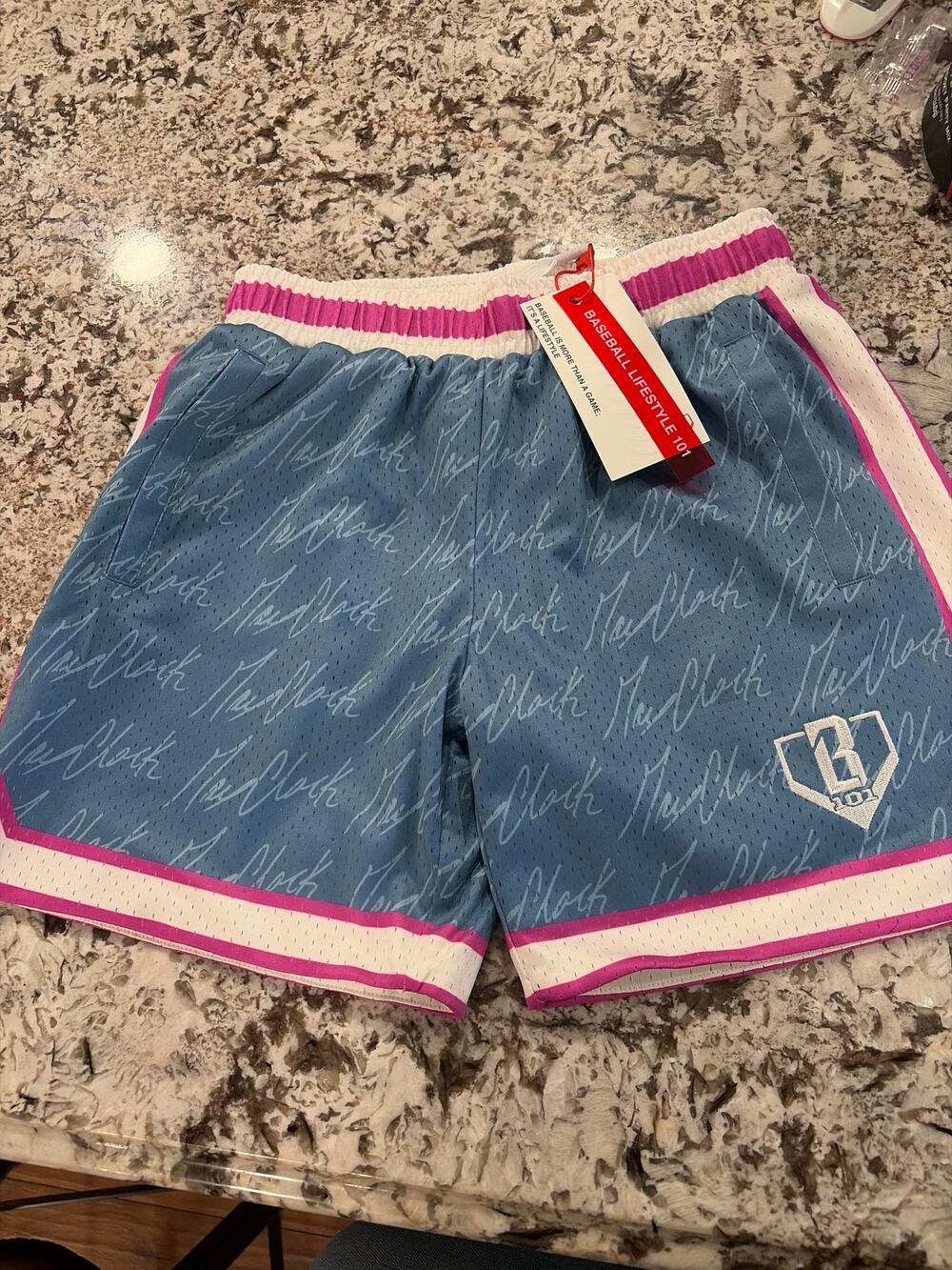 Max Clark Baseball Lifestyle 101 Shorts - Youth Small Shorts NWT Blue/Pink